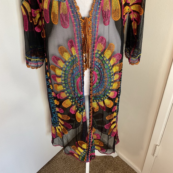 RACHEL Rachel Roy Colorful Sheer Kimono Swim Cover Up One Size Beach - Picture 4 of 10